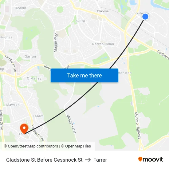 Gladstone St Before Cessnock St to Farrer map