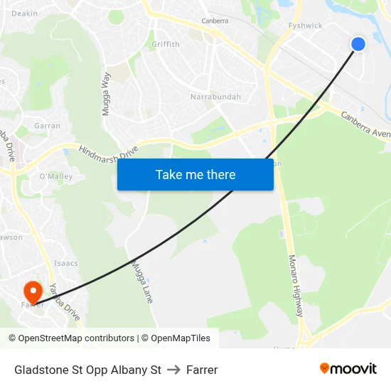 Gladstone St Opp Albany St to Farrer map