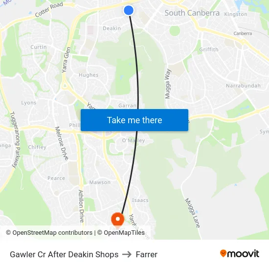 Gawler Cr After Deakin Shops to Farrer map