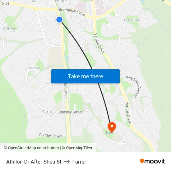 Athllon Dr After Shea St to Farrer map