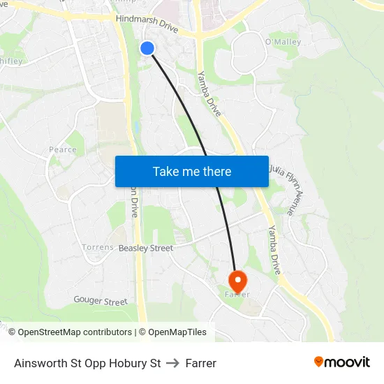 Ainsworth St Opp Hobury St to Farrer map