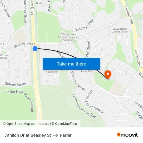 Athllon Dr at Beasley St to Farrer map