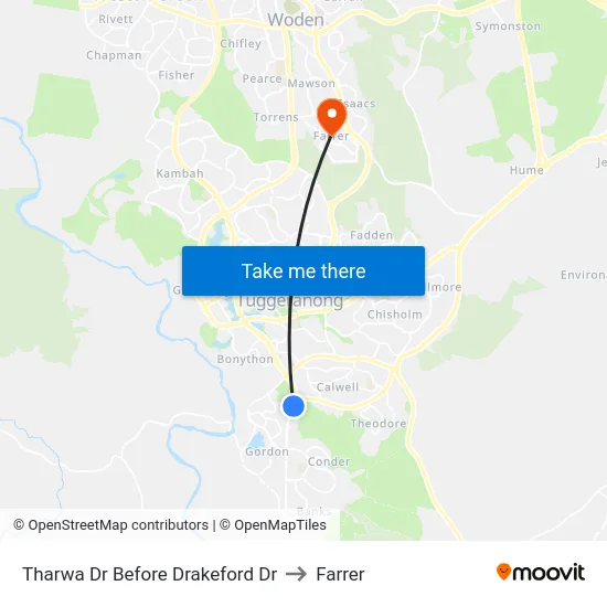 Tharwa Dr Before Drakeford Dr to Farrer map