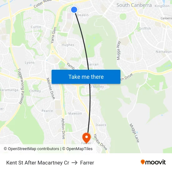 Kent St After Macartney Cr to Farrer map
