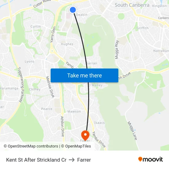 Kent St After Strickland Cr to Farrer map
