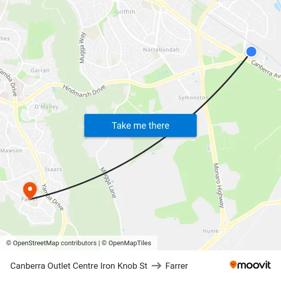 Canberra Outlet Centre Iron Knob St to Farrer map