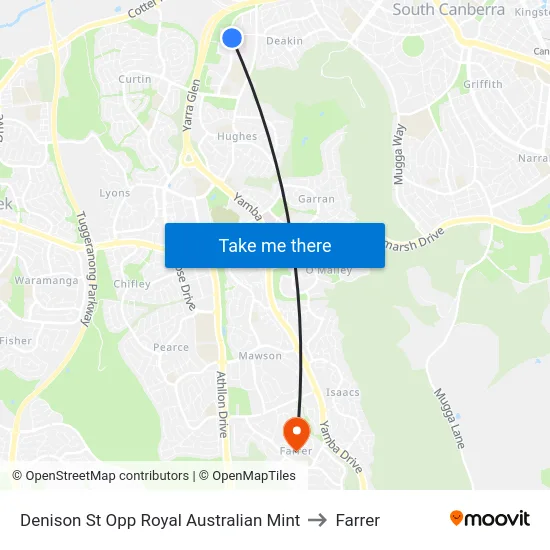 Denison St Opp Royal Australian Mint to Farrer map