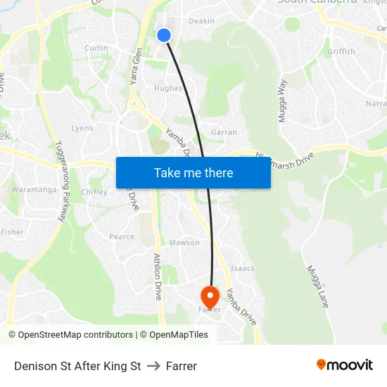 Denison St After King St to Farrer map
