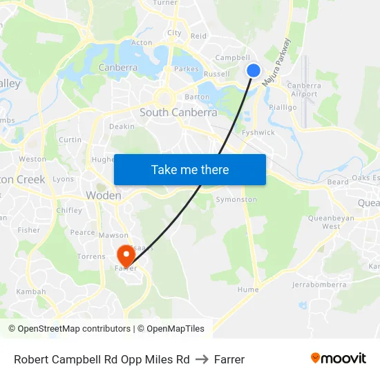 Robert Campbell Rd Opp Miles Rd to Farrer map