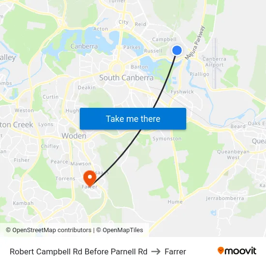 Robert Campbell Rd Before Parnell Rd to Farrer map