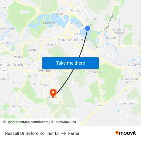 Russell Dr Before Kelliher Dr to Farrer map