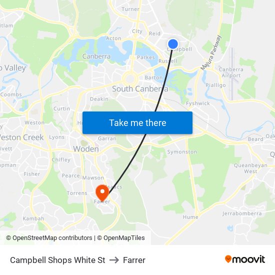 Campbell Shops White St to Farrer map