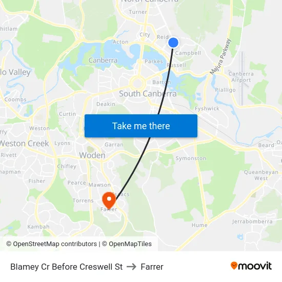 Blamey Cr Before Creswell St to Farrer map