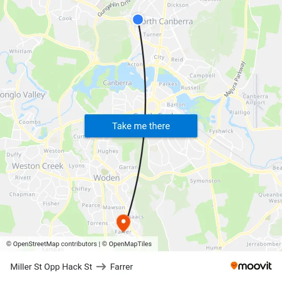 Miller St Opp Hack St to Farrer map