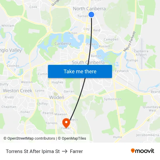 Torrens St After Ipima St to Farrer map