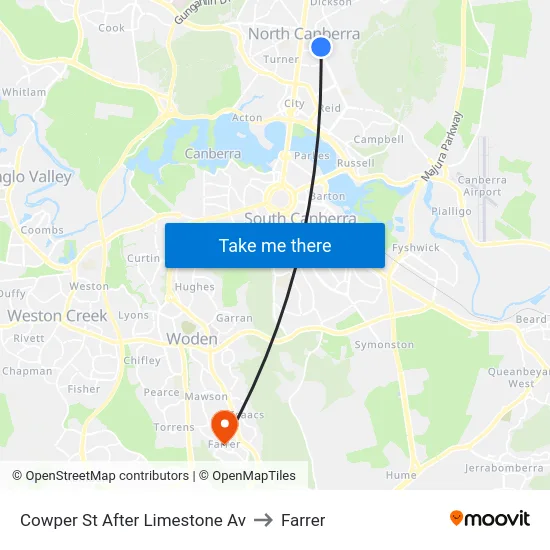 Cowper St After Limestone Av to Farrer map