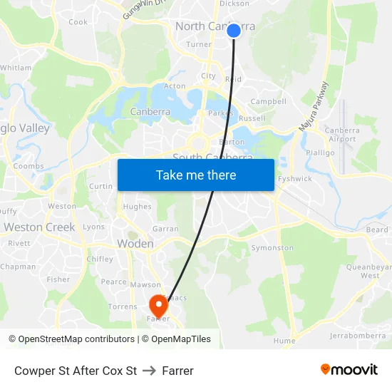 Cowper St After Cox St to Farrer map