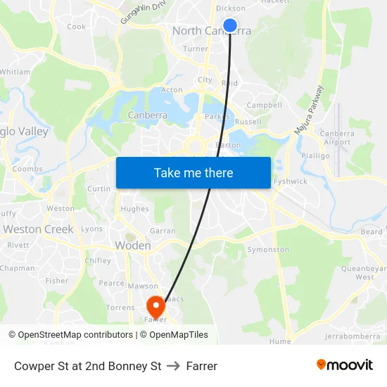 Cowper St at 2nd Bonney St to Farrer map