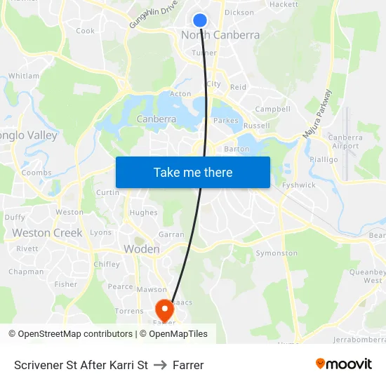 Scrivener St After Karri St to Farrer map