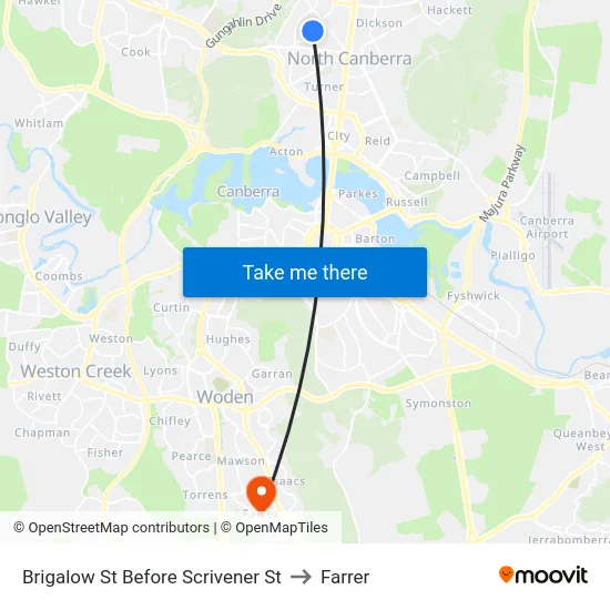 Brigalow St Before Scrivener St to Farrer map
