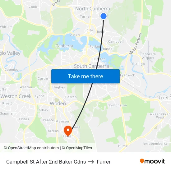 Campbell St After 2nd Baker Gdns to Farrer map