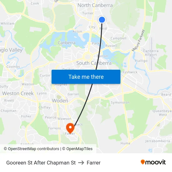 Gooreen St After Chapman St to Farrer map