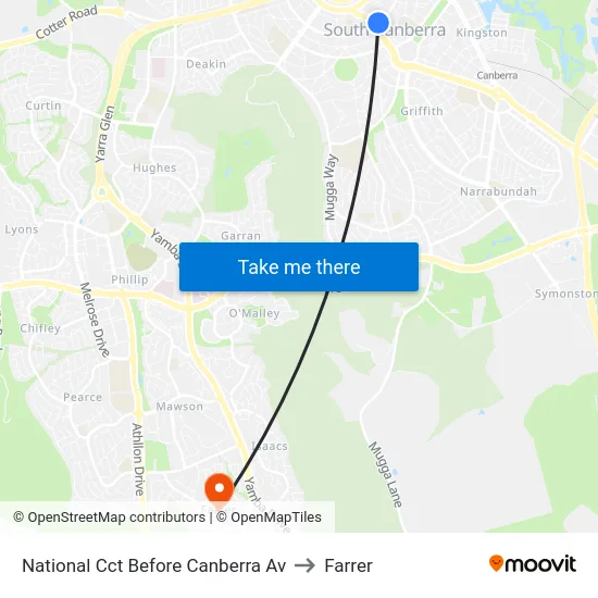 National Cct Before Canberra Av to Farrer map