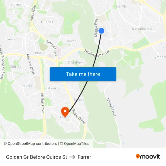 Golden Gr Before Quiros St to Farrer map