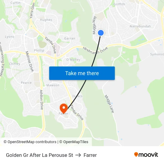 Golden Gr After La Perouse St to Farrer map