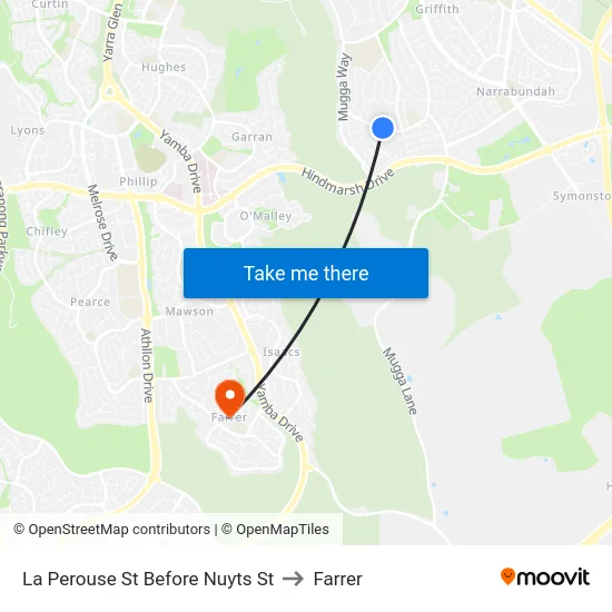 La Perouse St Before Nuyts St to Farrer map