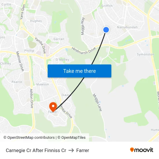 Carnegie Cr After Finniss Cr to Farrer map