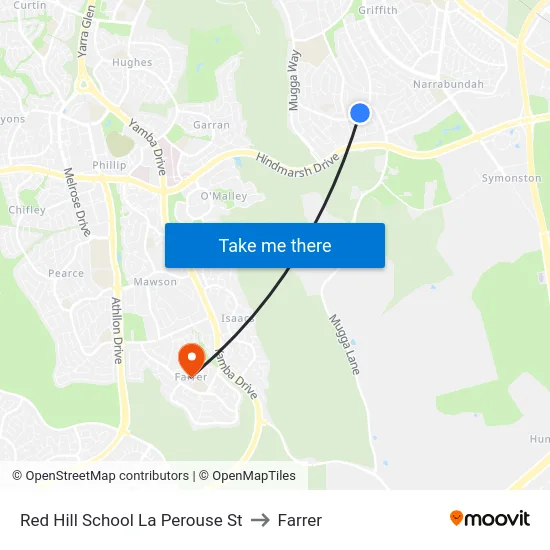 Red Hill School La Perouse St to Farrer map
