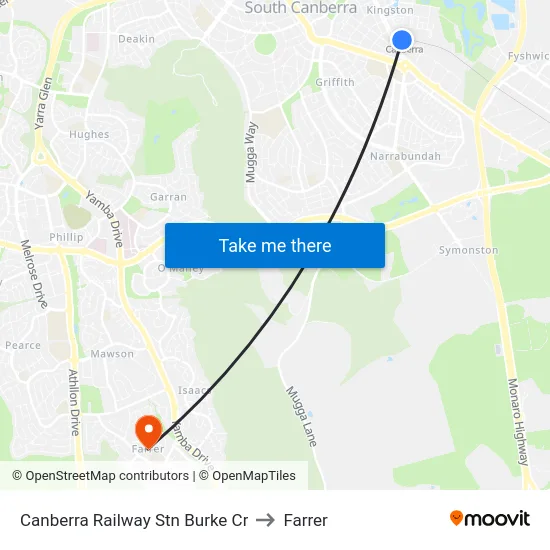 Canberra Railway Stn Burke Cr to Farrer map
