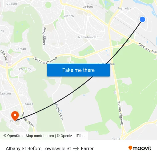 Albany St Before Townsville St to Farrer map