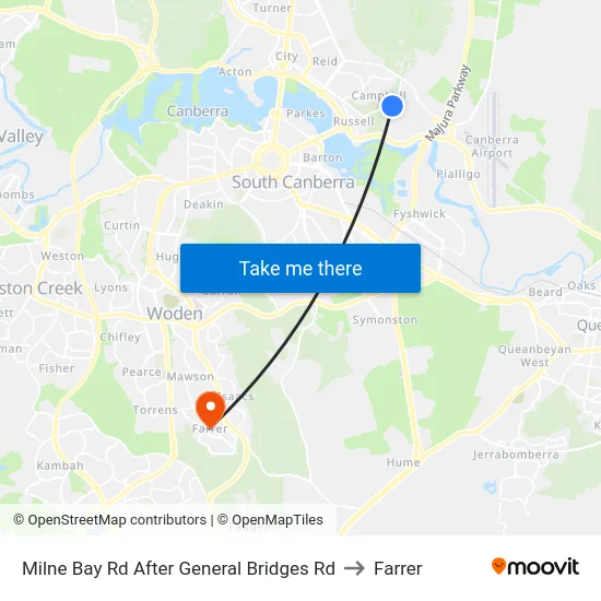 Milne Bay Rd After General Bridges Rd to Farrer map