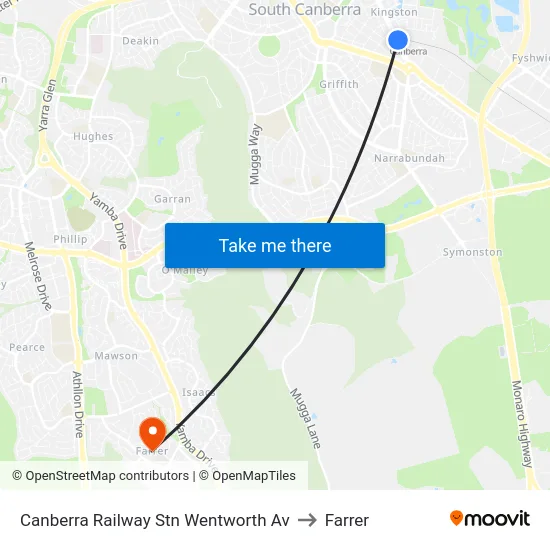 Canberra Railway Stn Wentworth Av to Farrer map