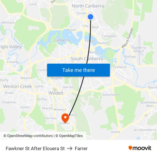 Fawkner St After Elouera St to Farrer map