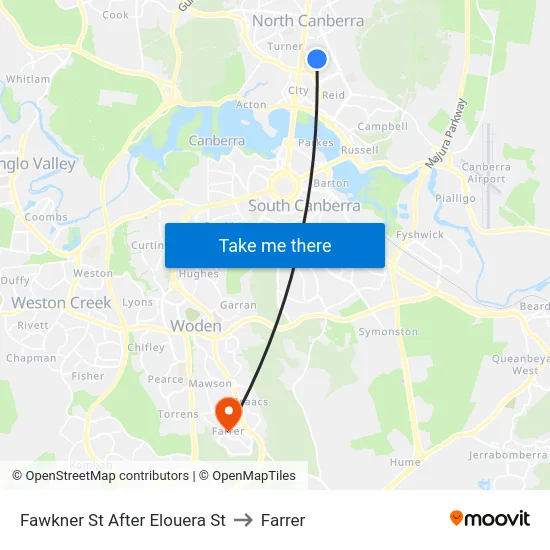 Fawkner St After Elouera St to Farrer map