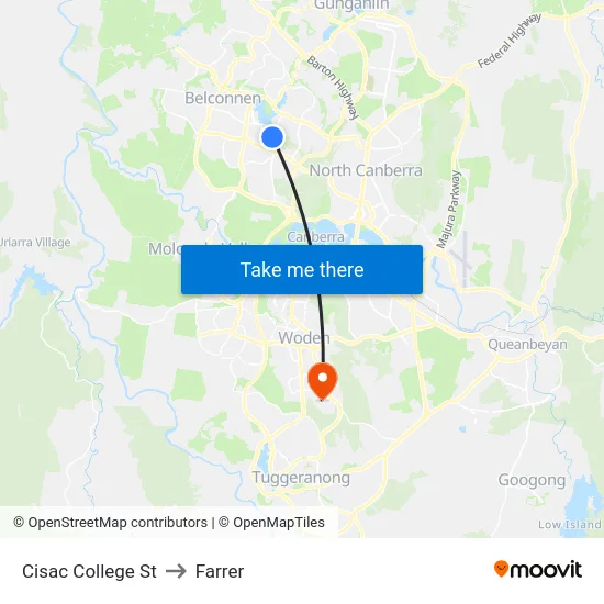 Cisac College St to Farrer map