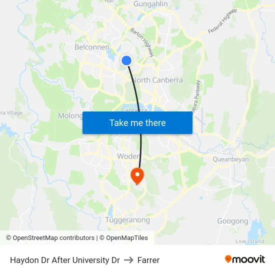 Haydon Dr After University Dr to Farrer map