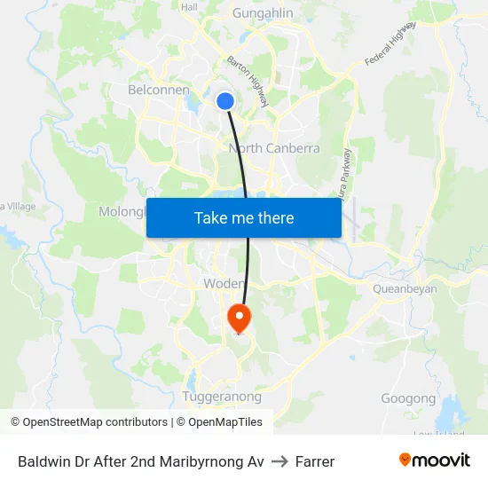Baldwin Dr After 2nd Maribyrnong Av to Farrer map