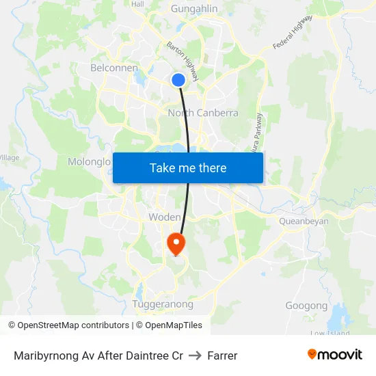 Maribyrnong Av After Daintree Cr to Farrer map