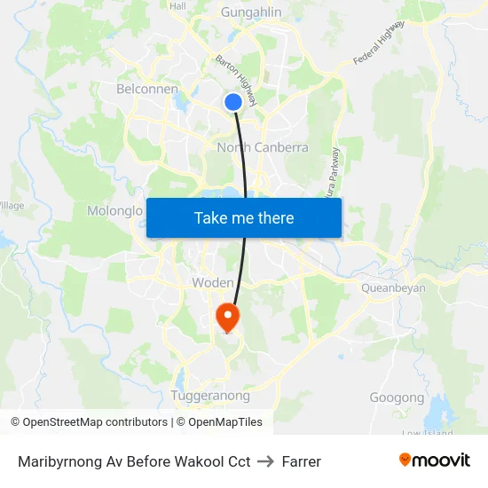 Maribyrnong Av Before Wakool Cct to Farrer map