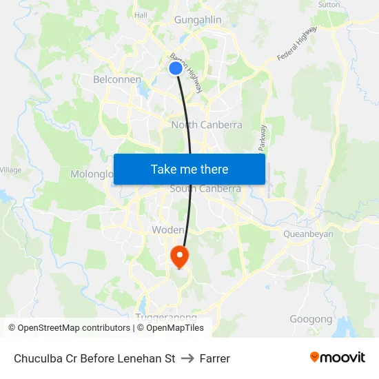 Chuculba Cr Before Lenehan St to Farrer map