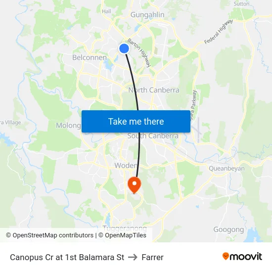 Canopus Cr at 1st Balamara St to Farrer map