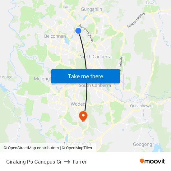 Giralang Ps Canopus Cr to Farrer map