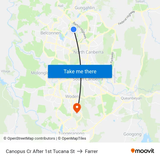 Canopus Cr After 1st Tucana St to Farrer map
