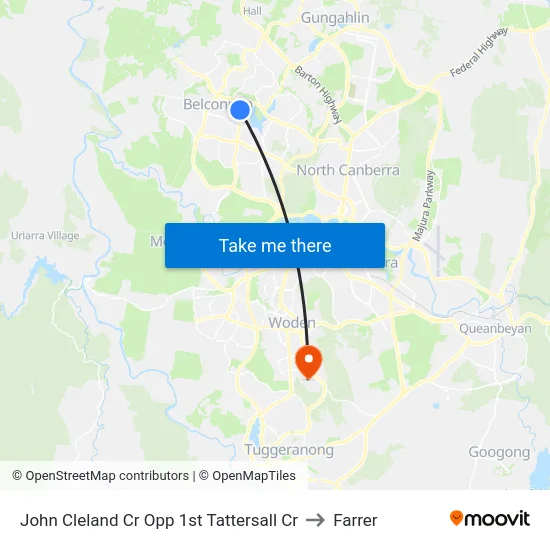 John Cleland Cr Opp 1st Tattersall Cr to Farrer map