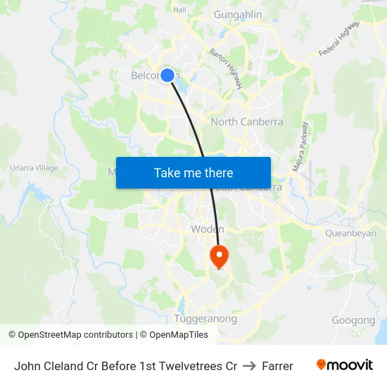 John Cleland Cr Before 1st Twelvetrees Cr to Farrer map