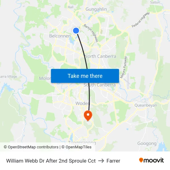 William Webb Dr After 2nd Sproule Cct to Farrer map